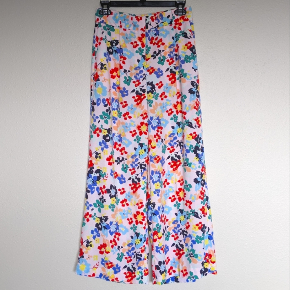 Floral Cropped Tropical Trousers Sz 2 barbiecore clowncore cottagecore - Picture 1 of 5